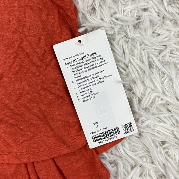 NWT Lululemon Day to Light Tank Brick - Picture 2 of 3